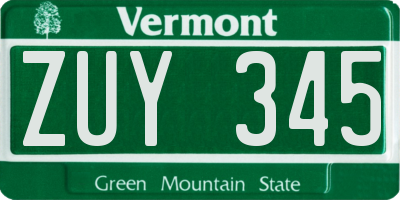VT license plate ZUY345