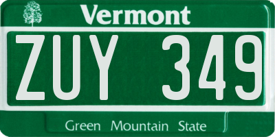 VT license plate ZUY349
