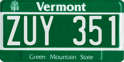 VT license plate ZUY351