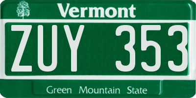 VT license plate ZUY353