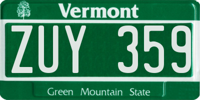VT license plate ZUY359