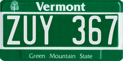 VT license plate ZUY367