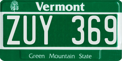 VT license plate ZUY369