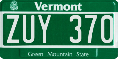 VT license plate ZUY370