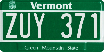 VT license plate ZUY371