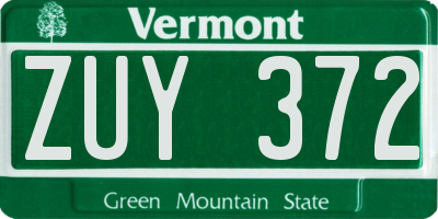 VT license plate ZUY372