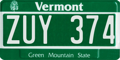 VT license plate ZUY374