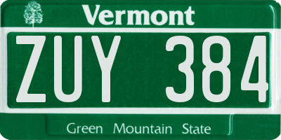 VT license plate ZUY384
