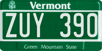 VT license plate ZUY390