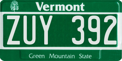 VT license plate ZUY392