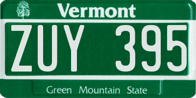VT license plate ZUY395