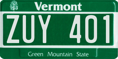 VT license plate ZUY401