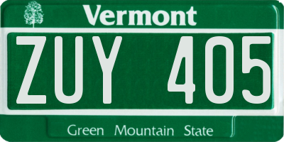 VT license plate ZUY405