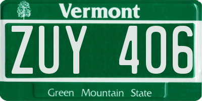 VT license plate ZUY406