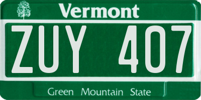 VT license plate ZUY407