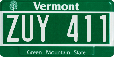 VT license plate ZUY411