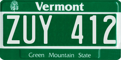 VT license plate ZUY412