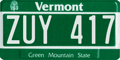 VT license plate ZUY417