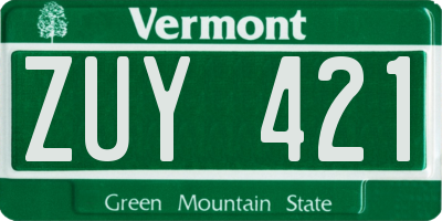 VT license plate ZUY421