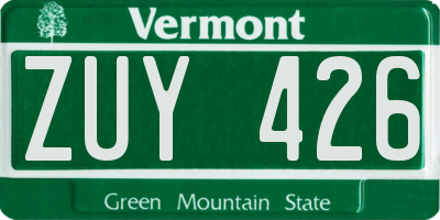 VT license plate ZUY426