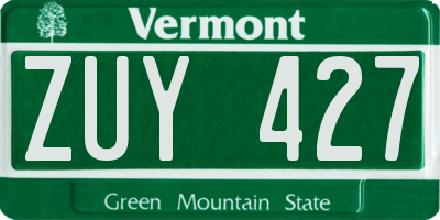 VT license plate ZUY427