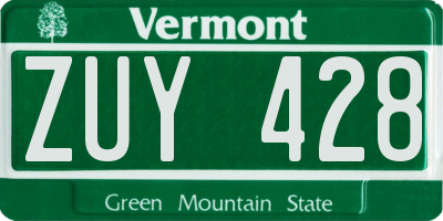 VT license plate ZUY428