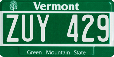 VT license plate ZUY429