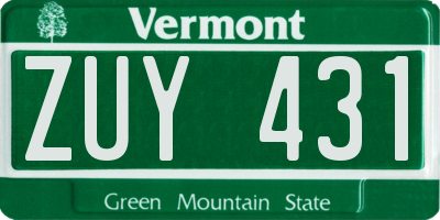 VT license plate ZUY431