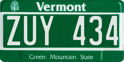 VT license plate ZUY434