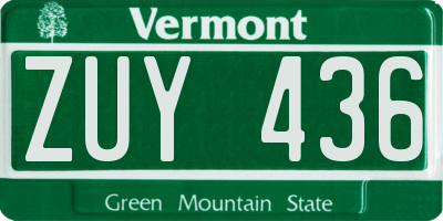 VT license plate ZUY436
