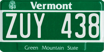 VT license plate ZUY438