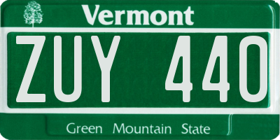 VT license plate ZUY440