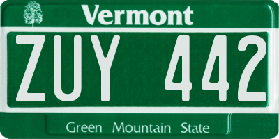 VT license plate ZUY442