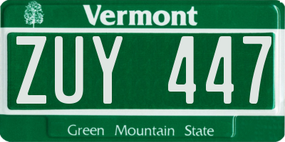 VT license plate ZUY447