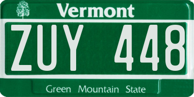 VT license plate ZUY448