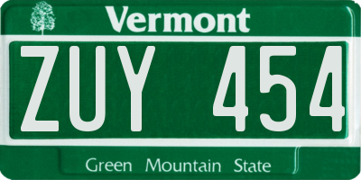 VT license plate ZUY454
