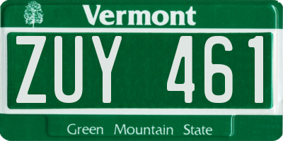VT license plate ZUY461