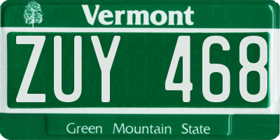 VT license plate ZUY468