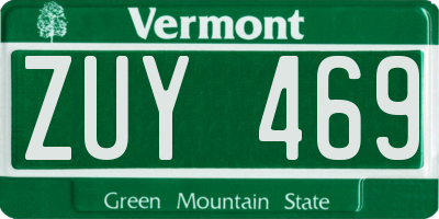 VT license plate ZUY469