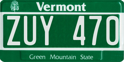VT license plate ZUY470