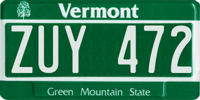 VT license plate ZUY472