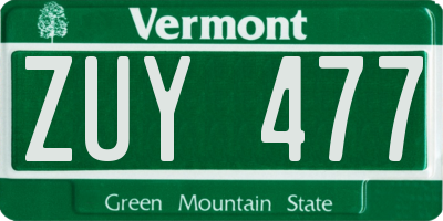 VT license plate ZUY477
