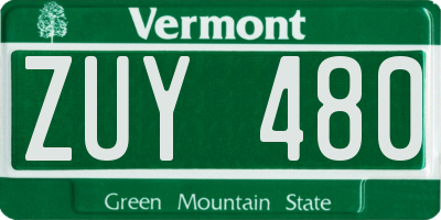 VT license plate ZUY480