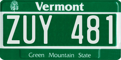 VT license plate ZUY481