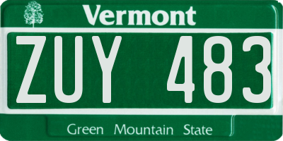 VT license plate ZUY483