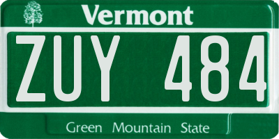 VT license plate ZUY484