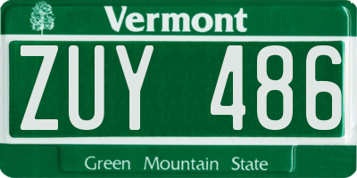 VT license plate ZUY486