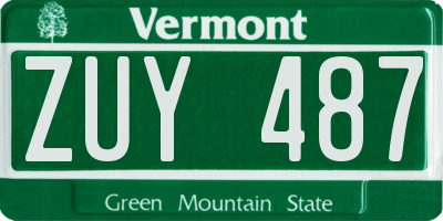 VT license plate ZUY487