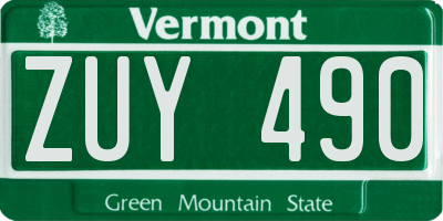 VT license plate ZUY490