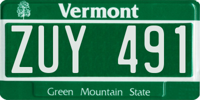 VT license plate ZUY491